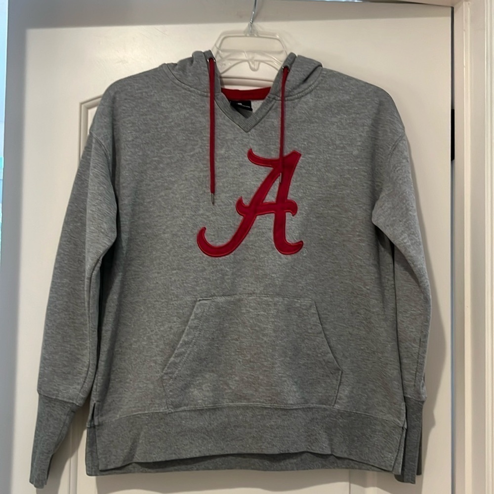 Alabama Crimson Tide Vneck Vintage Look Appliqué Letter Gray Hoodie Size M